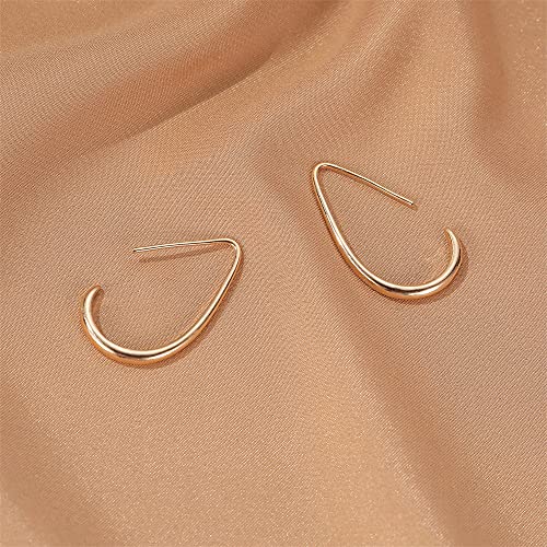 MALOYANVE Lightweight Teardrop Hoop Earrings Gold Silver Plated Large Hollow Out Oval Pull Through Statement Hoop Earrings High Polished Jewelry Gift for Women - color: Gold