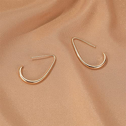 MALOYANVE Lightweight Teardrop Hoop Earrings Gold Silver Plated Large Hollow Out Oval Pull Through Statement Hoop Earrings High Polished Jewelry Gift for Women - color: Gold