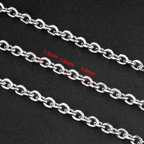 UMAOKANG Stainless Steel Jewelry Making Chain Roll Chunky Cable Chains | 5 Meters Silver Permanent Jewelry Chain Men and Women Necklace DIY Chain with Jump Rings and Lobster Clasps - color: 1.6 Silver Cable