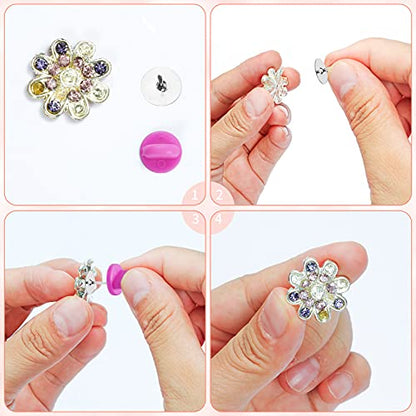 400pcs PVC Rubber Pin Backs Heliltd Butterfly Clutch Pins Tie Tacks Blank Pins for Uniform Badges Backing Holder Clasp Lapel Pin Enamel Pins(200 Sets) - color: pink