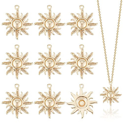 BENECREAT 10Pcs 18K Real Gold Plated Sun Shape Pendant, Gold Sun Charms Celestial Pendants for Crafting Bracelet Necklace Jewelry Findings Making, 17.5x15.5x3mm, Hole: 1mm - color: Sun
