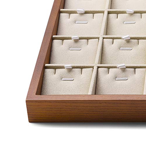 Oirlv Wooden Jewelry Tray,Jewelry Drawer Organizer,Necklace Display Tray | Stackable Design,Keep Necklaces Bracelets Flat and Untangled,Organizing and Presentinge Legantly on Dressers&in Dresser - color: Creamy-white 24 grid necklace/pendant jewelry tray