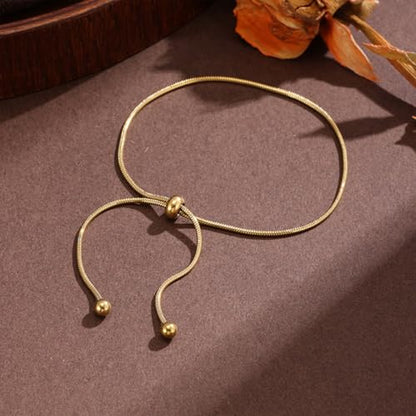 Gold Anklet for Women Adjustable Slider Ankle Bracelet Dainty Snake Chain Foot Jewelry Waterproof Summer Beach Anklets Gifts - color: Gold
