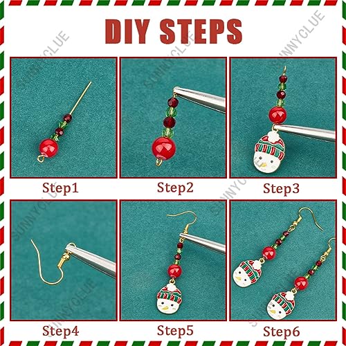SUNNYCLUE 1 Box DIY 10 Pairs Christmas Charms Enamel Snowman Charm Earrings Making Starter Kit Red Green Rondelle Beads Christmas Tree Jingle Bell Charm Santa Claus Charms for Jewelry Making Kits - color: 7-diy-10 Pairs Christmas Enamel Earrings
