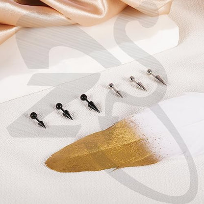 ZS 20G Spike Nose Rings Studs, 18G Stainless Steel Spike Stud Earrings, 16G Septum Lip Rings Cartilage Tragus Helix Piercing for Women Men - color: 12pcs 18g ear studs