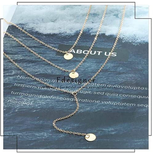 Fashion Layered Long Necklace Coin Pendant Necklace Chain Charm Necklace Jewelry for Women Over 15 years old