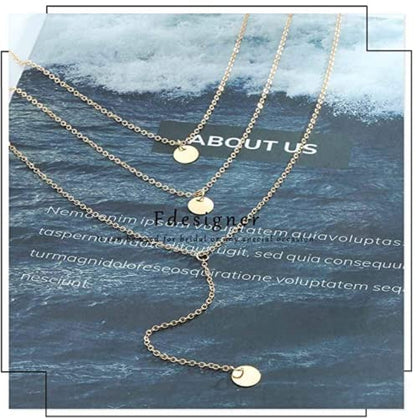 Fashion Layered Long Necklace Coin Pendant Necklace Chain Charm Necklace Jewelry for Women Over 15 years old