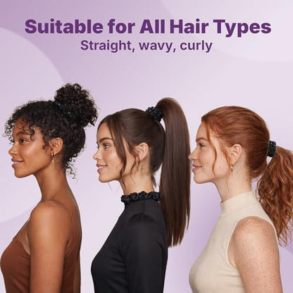 Goody Ouchless Half Inch Satin Scrunchies, Frizz Fighting, No Damage Scrunchies, All Hair Types, Gentle, Secure & Creaseless Hair Ties for Day and Overnight, Gifts for Women & Girls, 5 Ct, Black - style: Half Inch/Medium