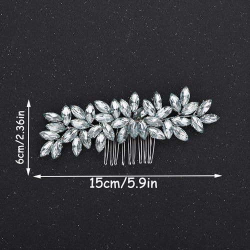 Teyglen Wedding Crystal Hair Comb Full Mint Blue Rhinestone Hair Comb Sparkly Hair Accessories for Bride Crystal Hair Piece for Women Girls - color: Mint Green