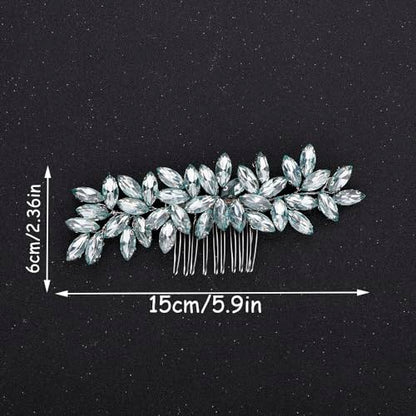 Teyglen Wedding Crystal Hair Comb Full Mint Blue Rhinestone Hair Comb Sparkly Hair Accessories for Bride Crystal Hair Piece for Women Girls - color: Mint Green