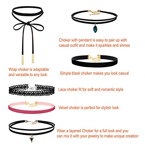 PAXCOO Black Choker Necklaces Set for Women - color: 50 Black Choker