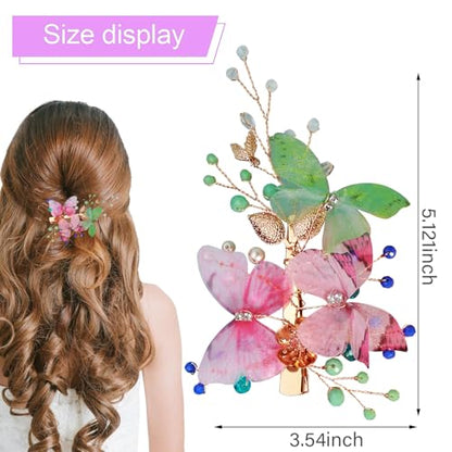 Wedding Hair Clips, Crystal Hair Pins Pearl Rhinestone Hair Barrettes, Bridal Flower Hair Pieces Pearl Headpieces Hair Accessories for Women Girls (Colourful) - color: Colourful