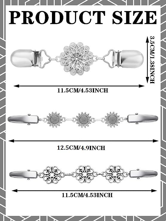 3 Styles Vintage Shirts Dresses Shawl Clips for Women Girls Retro Cardigan Collar Clips Brooch for Clothing - style: Style 4