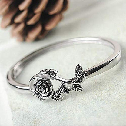 Tiny Rose Flower Silver Ring, Stacking Rings for Women Small Dainty 925 Silver Plated Ring Delicate Everyday Ring for Women Minimalist Personalized Jewelry