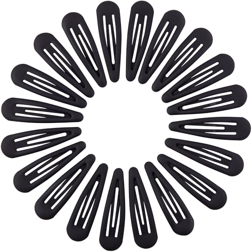 Small Hair Barrettes For Women No Slip Metal Snap Clips For Thin And Fine Hair,Matte Black,20 PCS,1.97 x 0.5 Inch. - color: Matte Black