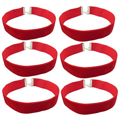 Velvet Choker Necklace for Women Goth Halloween Y2K Ribbon Collar Set - color: 2.54cm-12pcs-red