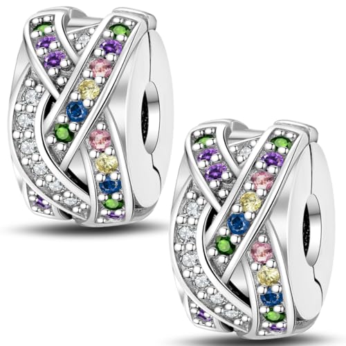 Pandach 925 sterling silver Clip Spacer Charm for Bracelet Clip Lock Stopper Bead Spacer European Openable Beads 2Pcs - style: 2-PAC623