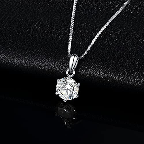 JewelryPalace Round 1ct 2ct 3ct Cubic Zirconia Solitaire Pendant Necklace for Women, 925 Sterling Silver 14k White Gold Plated Necklaces for Her, Classic Simulated Diamond Jewelry Set, 18 Inches chain - color: A-1ct-CZ-Sterling Silver