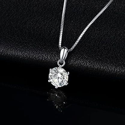 JewelryPalace Round 1ct 2ct 3ct Cubic Zirconia Solitaire Pendant Necklace for Women, 925 Sterling Silver 14k White Gold Plated Necklaces for Her, Classic Simulated Diamond Jewelry Set, 18 Inches chain - color: A-1ct-CZ-Sterling Silver