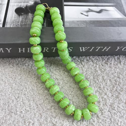 Colorful Chunky Resin Beaded Choker Necklaces for Women | Multicolor Beads, Sturdy Metal Chain, Adjustable, Detachable, Lightweight, Summer Beach Boho, Trendy Statement Jewelry Gift - color: Teal