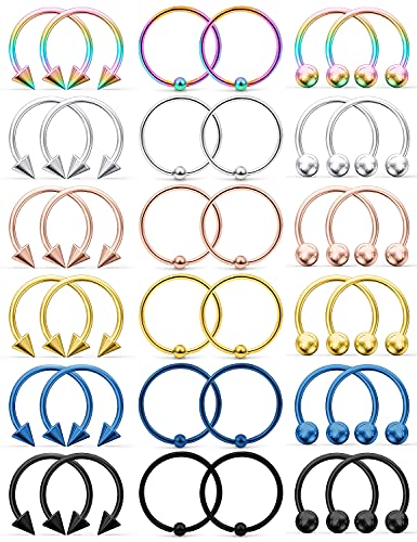 12G & 16G Septum Rings - Surgical Steel Septum Piercing Jewelry Horseshoe & Snake Bite Rings, Daith Rook Earrings for Women & Men - color: 20G 10MM