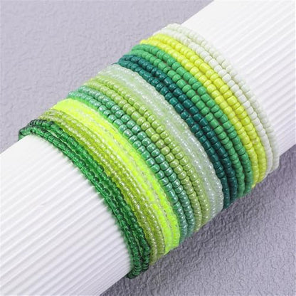 Boho Stackable Seed Beaded Bracelets for Women 18-20Pcs Colorful Handmade Multilayered Rice Bead Bracelet Set Summer Beach Bohemian Jewelry Gift - color: A-Green