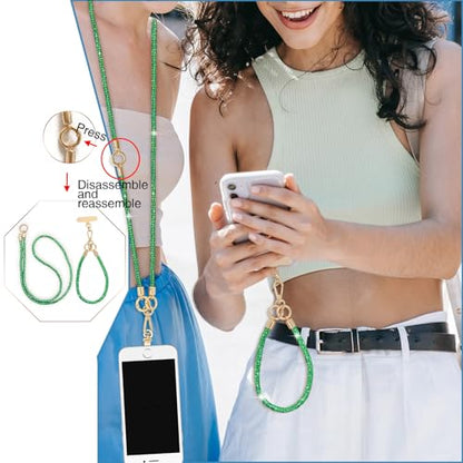 Crystal Cell Phone Strap Crossbody, Green - color: Green