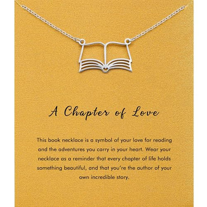 RZKING Silvery Necklace for Women, Gifts for Friend Mom Daughter Teacher - style: Book