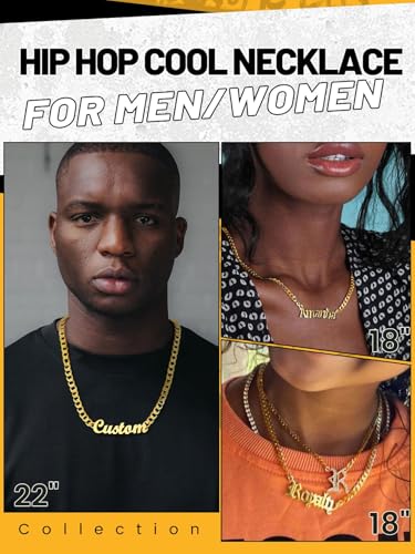 GoldChic JEWELRY Name Necklace Personalized for Men, Womens Custom Name Plate Chain, Stainless Steel Customized Old English Nameplate Choker with Curb Chains Custom, 16 inches to 30 inches - color: Cuban Chain 6 mm - Gold