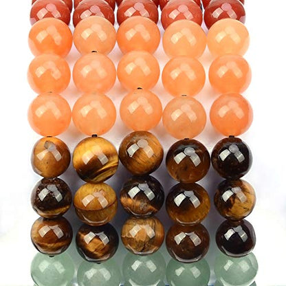 MASSIVE BEADS Natural Healing Power Gemstone Crystal Beads Unisex Adjustable Macrame Bracelets - color: 7-Chakra Stones, size: 8mm