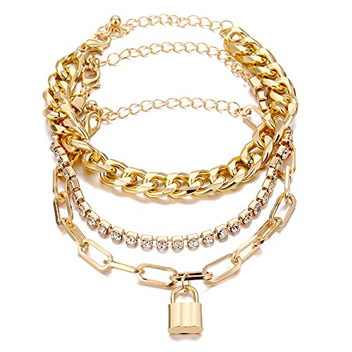 Stocking Stuffers Gold plate and Silver Plated Jewelry Sets Stocking Stuffers for Women Costume Jewelry Chain Necklace Bracelet Earrings and Rings Sets for Women Bulk Jewelry - color: JJG50Hgold