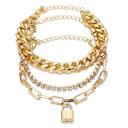 Stocking Stuffers Gold plate and Silver Plated Jewelry Sets Stocking Stuffers for Women Costume Jewelry Chain Necklace Bracelet Earrings and Rings Sets for Women Bulk Jewelry - color: JJG50Hgold