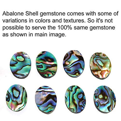 Chunky Natural Gemstone Pendant Necklace For Women Onyx, Turquoise, Amber, Garnet Oval Boho Genuine 925 Sterling Silver Handmade Jewelry - color: Abalone Shell