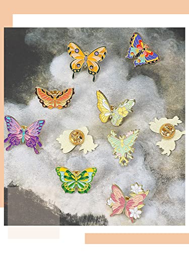Janinka 10 Pcs Butterfly Enamel Pins Set Cute Spring Badge Back to School Lapel Brooches for Women Backpack Jewelry Gift - style: Classic