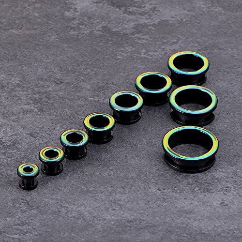 2 Pairs Stainless Steel Black Ear Gauges Retro-reflective Sheeting Tunnels and Plugs. - color: S8552V, size: 10 mm