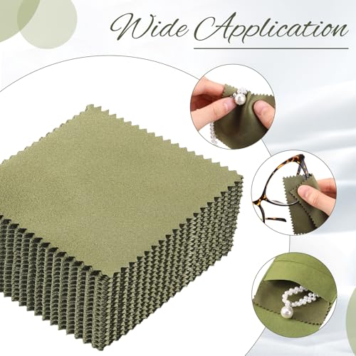 120 Pcs Microfiber Jewelry Pouch 8 x 8cm Jewelry Packaging Bag Gift Bow Tie Bracelet with Cleaning Cloth(Green) - color: Green
