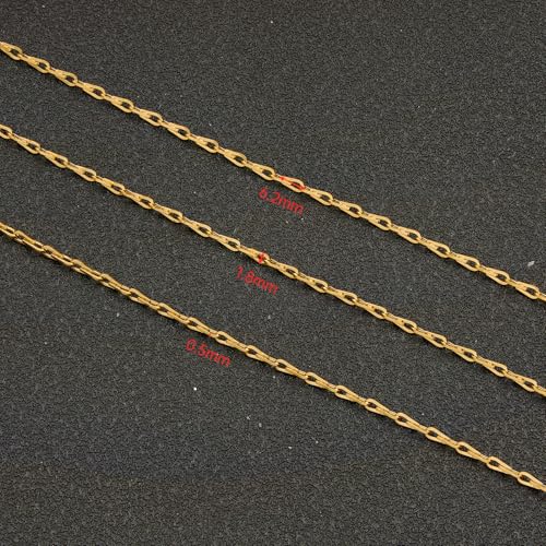 UMAOKANG 16.4 Feet Gold Plated Chain for Jewelry Making Stainless Steel Link Chain Bulk with Jump Rings Lobster Clasps - color: Link Gold