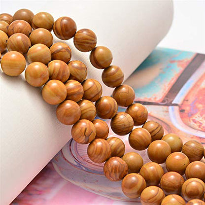 NCB 100pcs 6mm Woodgrain Jasper Loose Beads for Jewelry Making, Natural Semi Precious Beads Round Smooth Gemstones Spacer Beads Charms for Necklaces Bracelets (Woodgrain Jasper, 6mm 100Beads)