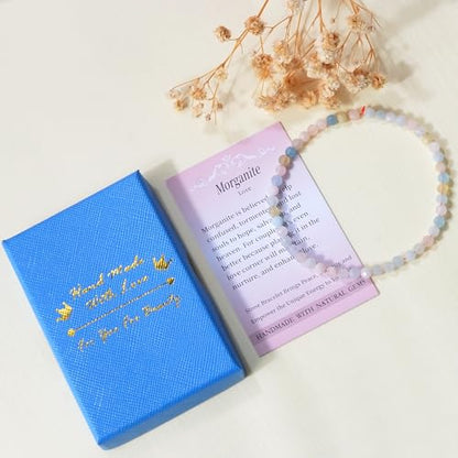 MASSIVE BEADS Natural Genuine Gemstone Beads Healing Crystal Chakra Reiki Jewelry Faceted Round Beads Bracelets 3mm - color: Morganite