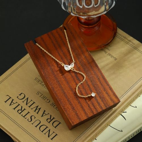 Lariat Gold Necklace for Women Dainty Long Necklaces 14k Gold Plated CZ Y Drop Chain Necklace Trendy Gold Jewelry Gifts - color: 2 Teardrop Zircons-Y Necklace-gold-428