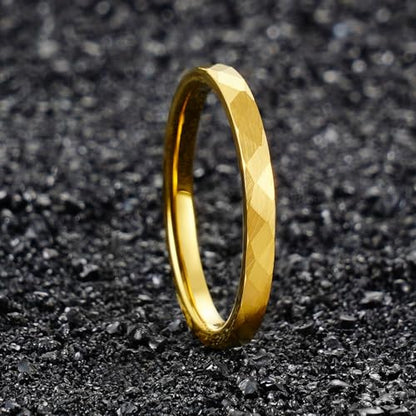 2/4/6/8mm Black/silver/gold Tungsten Rings for Men Womens Couple Fashion Jewelry Promise Engagement Wedding Band Hammered Inner ring inlaid with olive wood Carbide Polished Edge Comfort Fit - color: 2MM golden