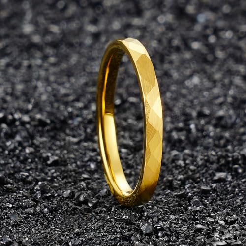 2/4/6/8mm Black/silver/gold Tungsten Rings for Men Womens Couple Fashion Jewelry Promise Engagement Wedding Band Hammered Inner ring inlaid with olive wood Carbide Polished Edge Comfort Fit - color: 2MM golden