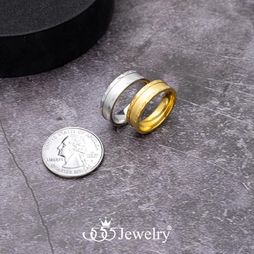 555Jewelry 4mm Sandblast Stainless Steel CZ Wedding Band Ring for Women & Men - color: Silver Style 7