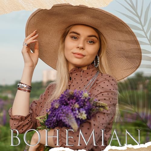 Ecally Bohemian Western Jewelry Turquoise Set Women Country Pendant Long Choker Layered Bracelets Earrings Ring for Women - color: White, style: Bohemia