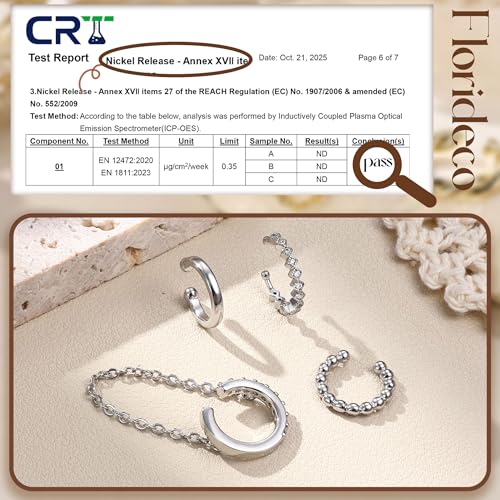 Florideco 4Pcs Ear Cuffs Non-Piercing for Women Dainty 14K Gold Plated Clip On Cartilage Earrings Hypoallergenic Huggie Hoop Cuffs Fake Earings for Non Pierced Ears - color: Beaded-White Gold Plated