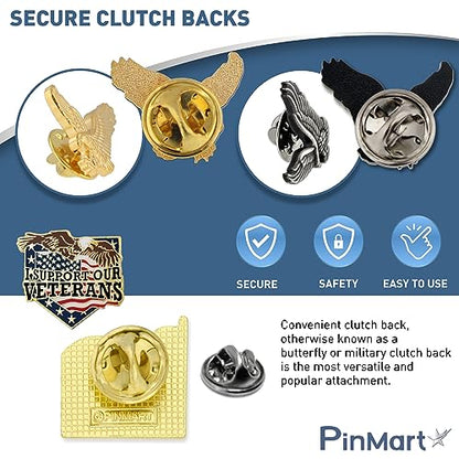 PinMart Patriotic Eagle Pin - Soaring American Eagle Enamel Lapel Pin - color: Gold Antique Eagle, size: 50 Pack