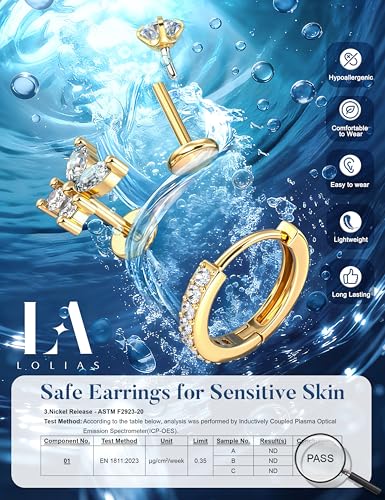 LOLIAS Hypoallergenic Gold Threadless Flat Back Stud Earrings for Women | 20G 18G 16G Surgical Steel Earrings Push in Nose Studs CZ Cartilage Earring Set Labret Helix Tragus Conch Piercing Jewelry - color: 14K Gold, size: 20G(0.8MM)-Heart&Flower