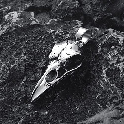 Skull Necklace for Men Stainless Steel Gothic Punk Emo Biker Necklace Jewelry for Men 60cm - style: Raven Skull