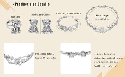 African Necklace Set Hugs and Kisses Gold Jewelry Sets For Women 18k Gold/Silver Filled LOVE Necklaces Jewelry Sets Wedding Jewelry Necklace Earrings Bracelet Ring Gifts - color: Silver