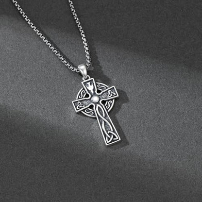 Cross Necklace for Men Women 925 Sterling Silver Cross Pendant Necklace Christian Religious Jewelry Gifts for Anniversary - color: 10-Celtic cross